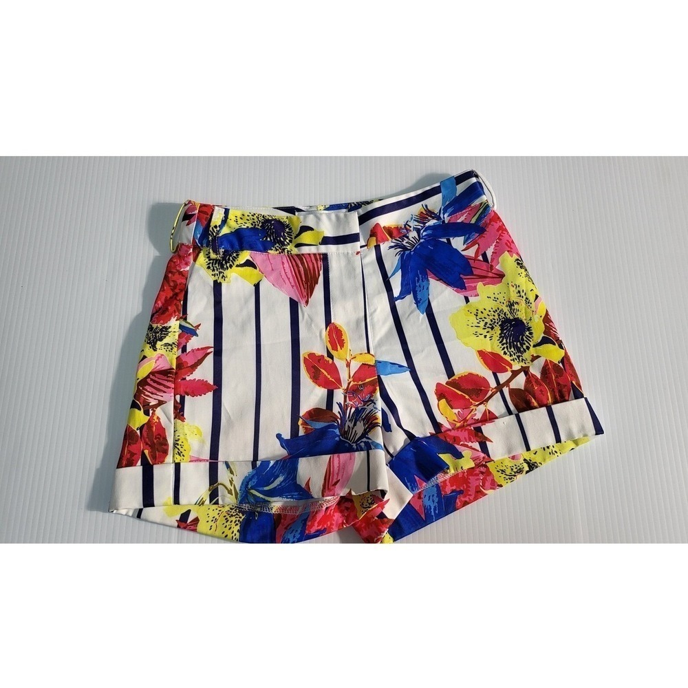 Y2K OVI Floral Striped Shorts High Waist Colorful Print Casual Summer Size S